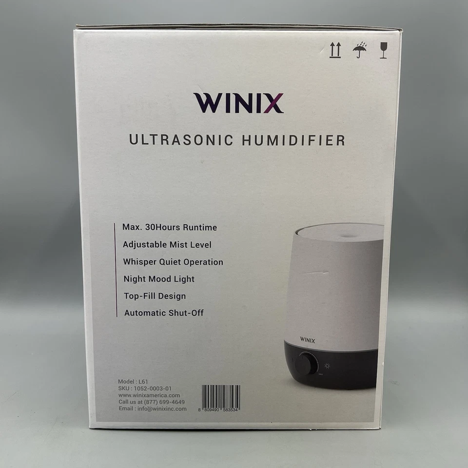 Humidificador ultrasónico Winix 0,6 galones con luz nocturna - blanco/gris oscuro Foto 2 de 4