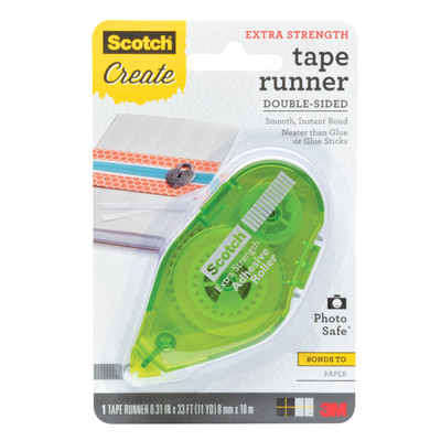 Scotch Extra Strength Double-Sided Tape Runner: 0.31 in. x 49 ft. (Green)