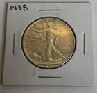 1938 Walking Liberty Half Dollar - Almost Uncirculated (AU) - 90% Silver