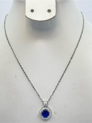 Silver Tone Crystal Halo Pendant Necklace Statement Jewelry Glam