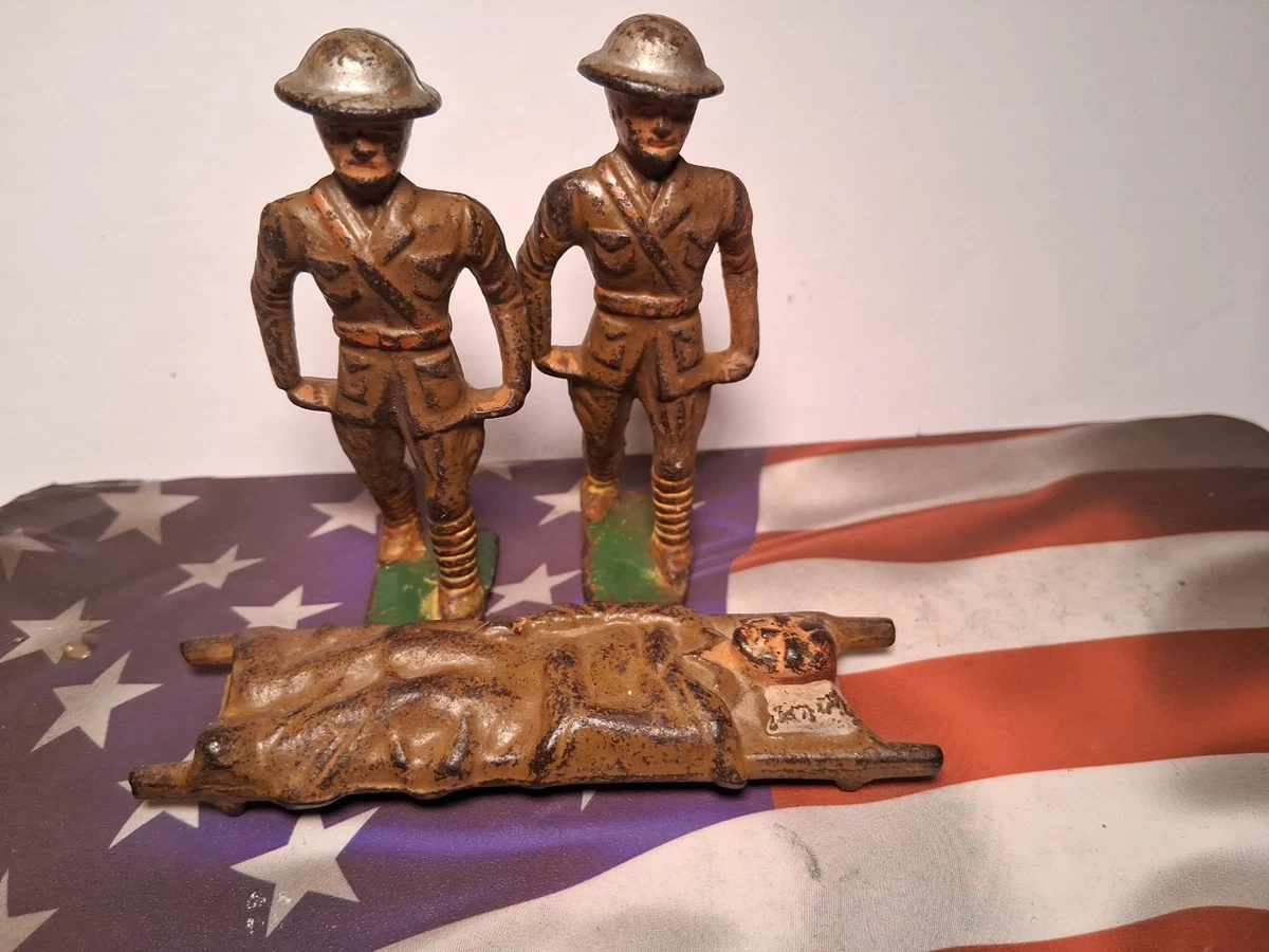 Grey Iron Stretcher Bearers & Wounded On Stretcher Soldiers