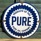 VINTAGE PURE GASOLINE PORCELAIN SIGN GAS STATION PUMP PLATE MOTOR OIL SERVICE