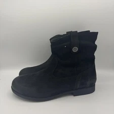 Birkenstock Sarnia Boots Womens Size 6 Black Suede Leather Ankle Side Zip 37