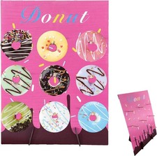 Pink Wood Donut Wall Display Stand Reusable Doughnut Board Holder Donut 15.74 in