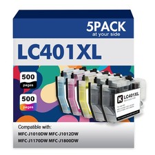 5pk LC401 LC401 XL Ink Cartridge for Brother MFC-J1010DW MFC-J1012DW J1170DW ink