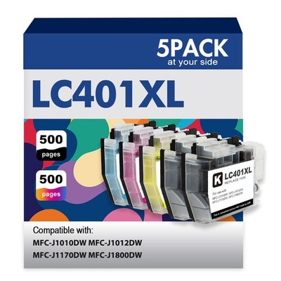 5pk LC401XL LC-401 XL Ink Cartridges for Brother MFC-J1010DW MFC-J1170DW J1012DW