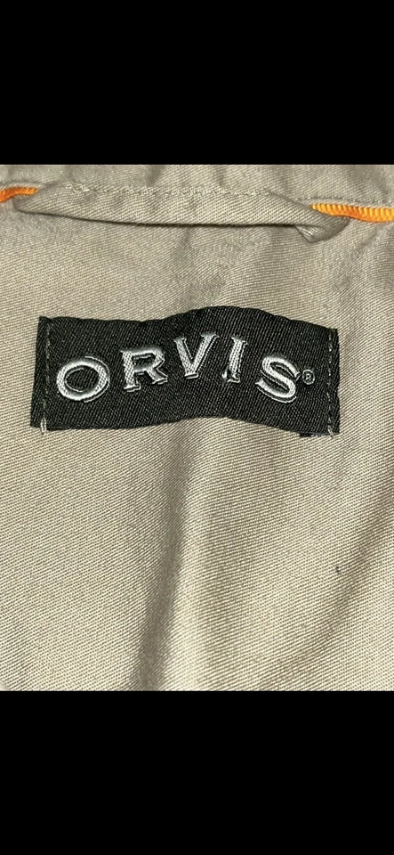 Orvis: Camisa de tiro naranja brillante manga larga talla M: línea de cintura defectuosa menor Foto 4 de 4