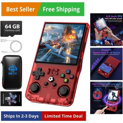 R36MAX Retro Handheld Game Console, 4.0 Inch 720x720 IPS Screen, 64GB Built-i...