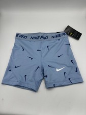 NIKE Pro Girls Training Shorts, Light Blue AQ9029-452, Size M, New