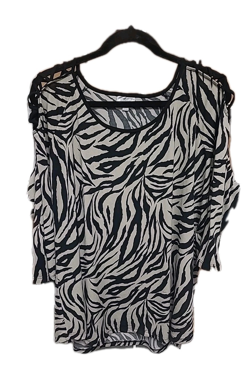 Avenue Women’s Plus Size 18/20 Zebra Print Criss-Cross Shoulder Top