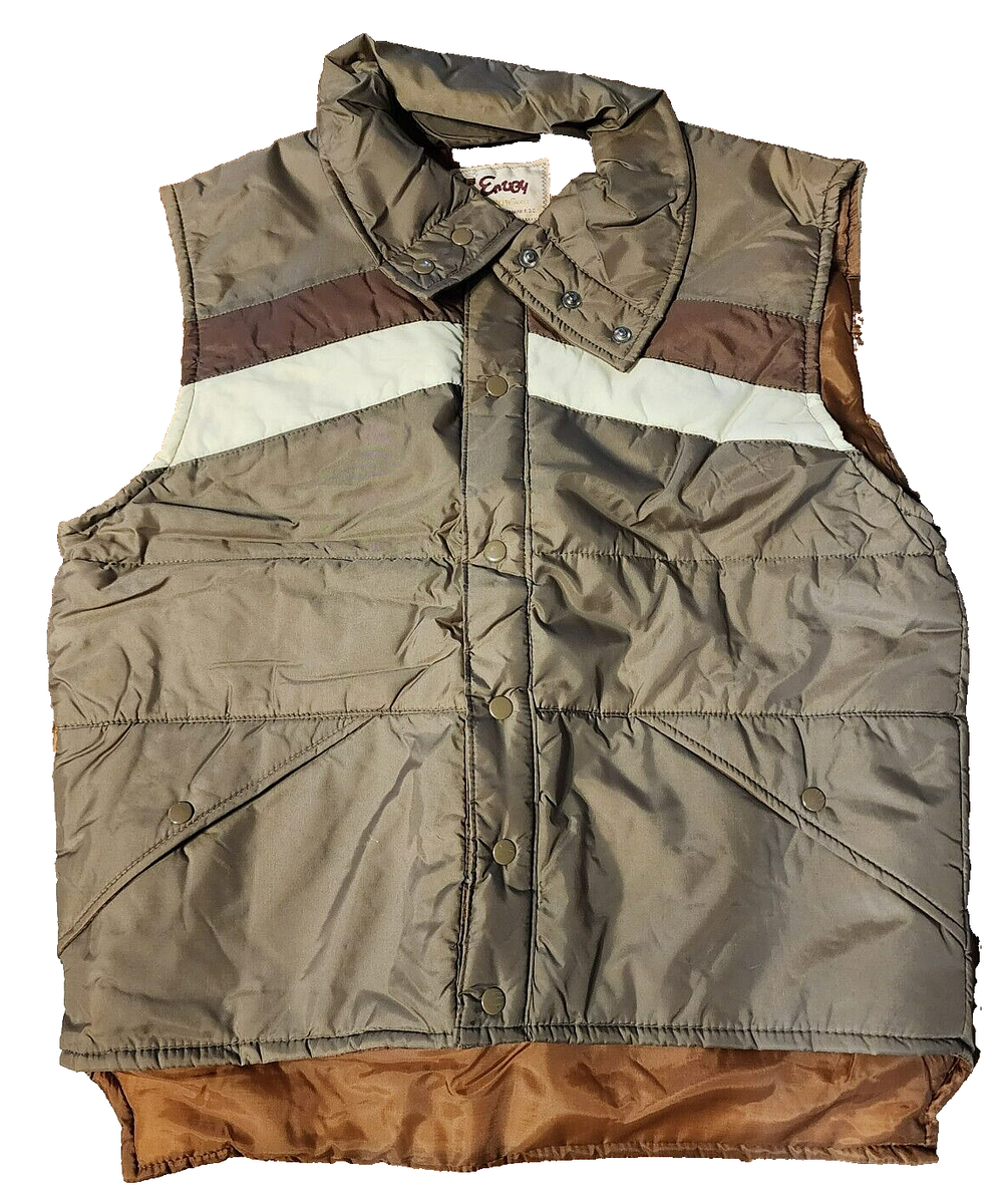 Vtg Envoy vest The Now Jacket Grandpa puffer Large tan vtg Y2K