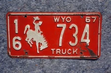 1967 Wyoming Cowboy & Horse Truck License Plate