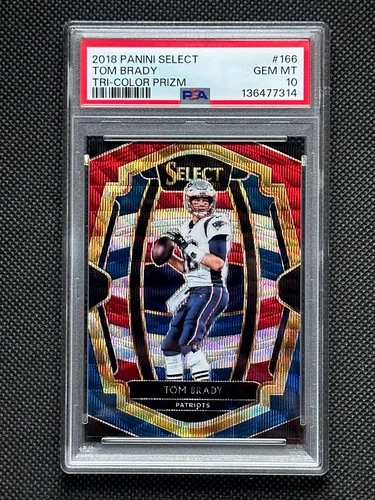2018 Panini Select Tri-Color Prizm #166 Tom Brady /199 PSA 10 Gem Mint