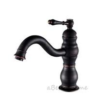 Black Brass Bathroom Faucet Single Hole Lever Swivel Spout Sink Water Mixer Tap