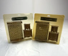 Carriage House Walnut Wooden Doll House Furniture 3 Piece Bedroom Set Lot of 2