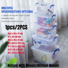 1/2X Clear Plastic Storage Box w/ Lids Handle Home Office Stackable Storage Box