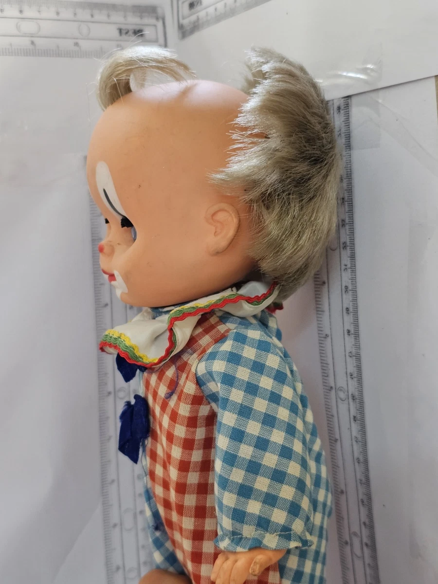 Muñeca payaso vintage retro de plástico y vinilo Hamiro (circa 1970-1985)