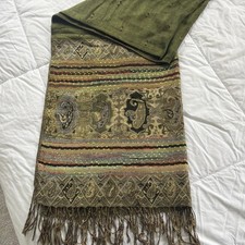 Womens Indian Style Oversize 100 Cashmere Shawl Wrap Scarf Throw Blanket Green