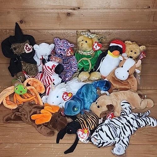 TY Beanie Baby Bear Lot Of 15 Assorted Vintage Bears And Animals L2