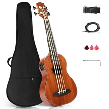 30-inch Ukulele Bass Mahogany Body with EQ, Wooden With Bag Beginner Kit