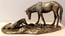 Vintage 1977 Franklin Mint Pewter by Don Polland Wild Horses "Foaling"