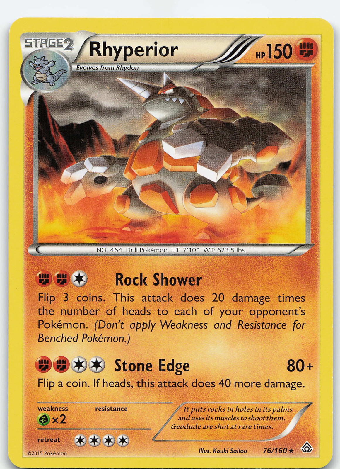 Rhyperior 76/160 Rare Normal XY - Primal Clash LP Pokémon