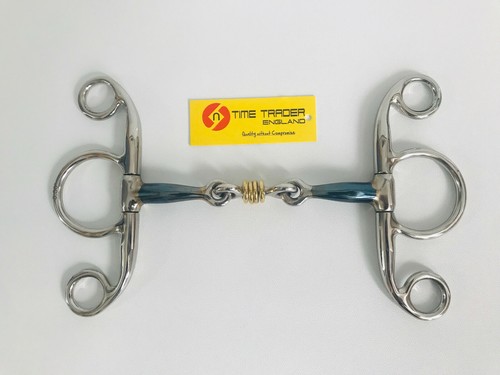 Blue Sweet Iron Universal D Ring Gag Spinner Snaffle Pelham Elevator Roller Bit - Picture 9 of 15