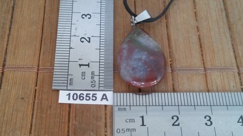 Pendentif "goutte" JASPE HELIOTROPE (SANGUIN) + cordon reglable collier reiki - Imagen 2 de 2