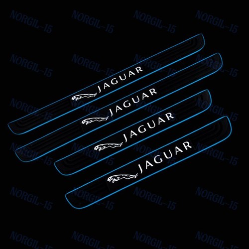 Black 4PCS Set Car Door Scuff Sill Cover Panel Step Protector Rubber For Jaguar - Bild 4 von 6