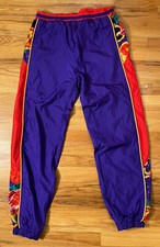 Amazing Colorful Abstract Print 80s 90s Designer Look Lined Track Suit Pants LG