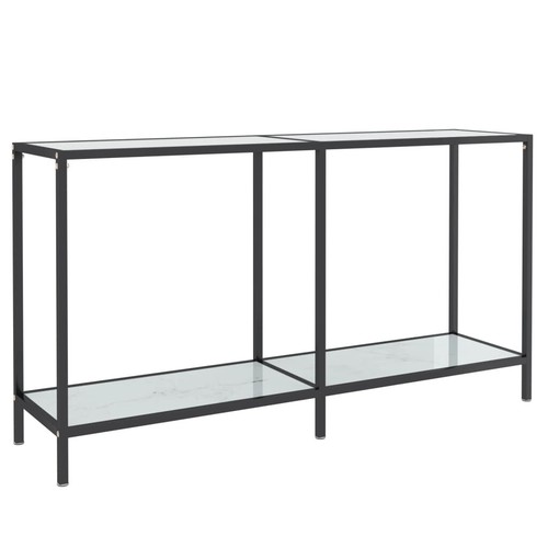 NNEVL Console Table White 140x35x75.5 cm Tempered Glass - Picture 2 of 9