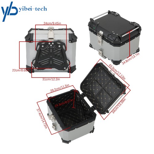 Silver Motorcycle Luggage Waterproof Tail Box Top Case Scooter Trunk Storage 45L - Picture 2 of 12