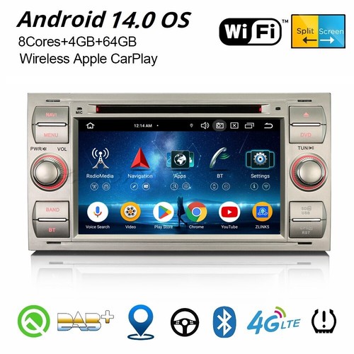 Android 14 Autoradio Ford Focus Transit Connect S/C-Max Kuga Fiesta Navi DAB+ CD