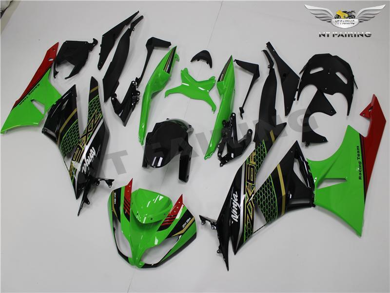 AvrilLavigen セット WOO Injection Green Black ABS Fairing Fit for Kawasaki 2009
