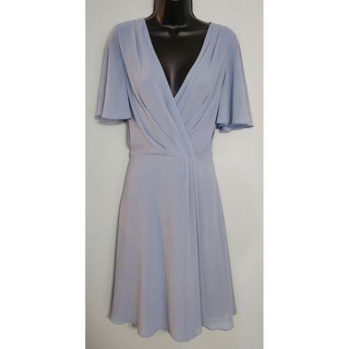 Lauren Ralph Lauren Flutter Sleeve Dress V-Neck Cocktail Ashley Blue 10