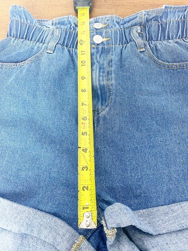 VTG Denim Blvd Size L Elastic High Waist Shorts Paper-bag Waist Los Angeles GUC - Picture 9 of 10