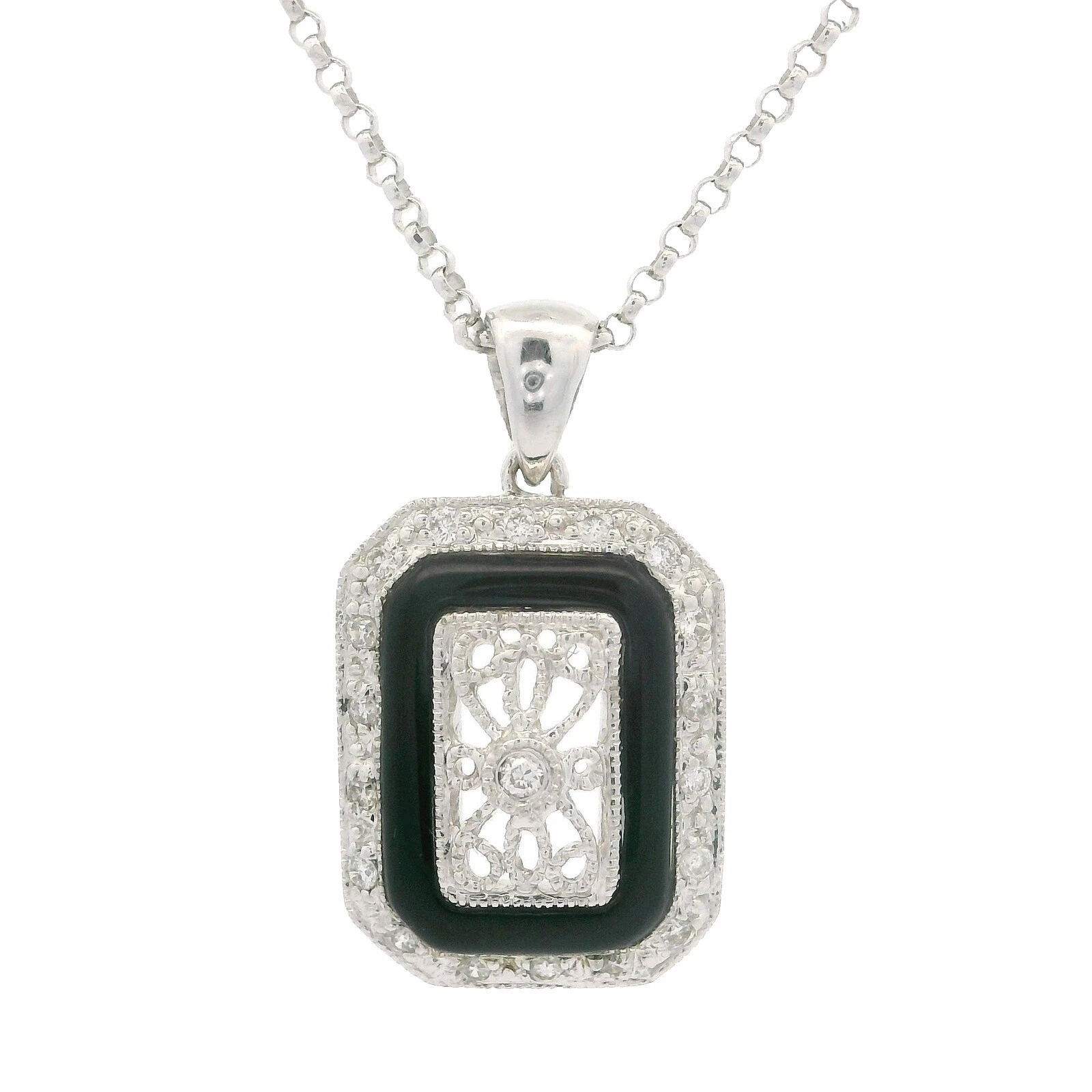 Onyx White Gold Plated Chain Fashion Necklaces & Pendants