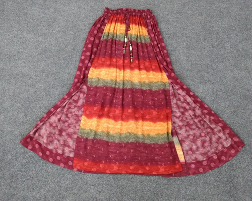 PLATINUM by Dorothy Schoelen Size P Skirt Multicolor Boho Side Slits Drawstring - Picture 10 of 13