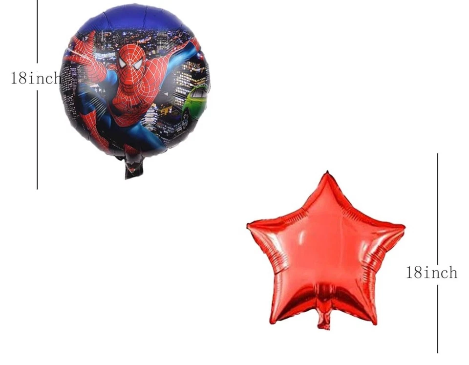 Juego de 5 globos de papel de aluminio Spiderman vienen con 3 globos de color estrella extra gratis Foto 3 de 4