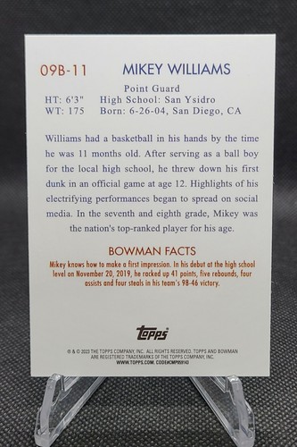 2023 Bowman Chrome University Mikey Williams Retro Refractor Rookie Card #09B-11 - Picture 2 of 2