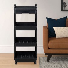 Multi-tier Trolley on Wheels Kitchen Storage Utility Cart with Shelves Rolling