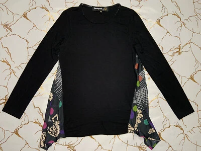 Desigual by Lacroix schwarzes geometrisches Langarm-Blusentop Größe Medium - Bild 1 von 4