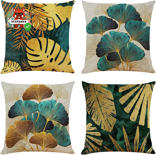 Fodere per Cuscini 45X45 Cm Set Da 4 Fodere Cuscini Alberi Colorati Quadrati Cop - Foto 8 di 12