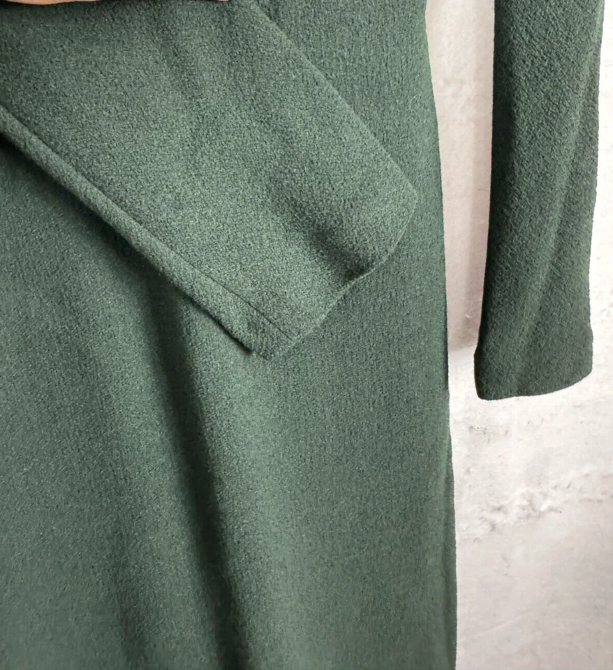 Vestido de Lana Calvin Klein Collection Italia Verde Manga Larga Forrado Seda 38R Con Cable Foto 2 de 4