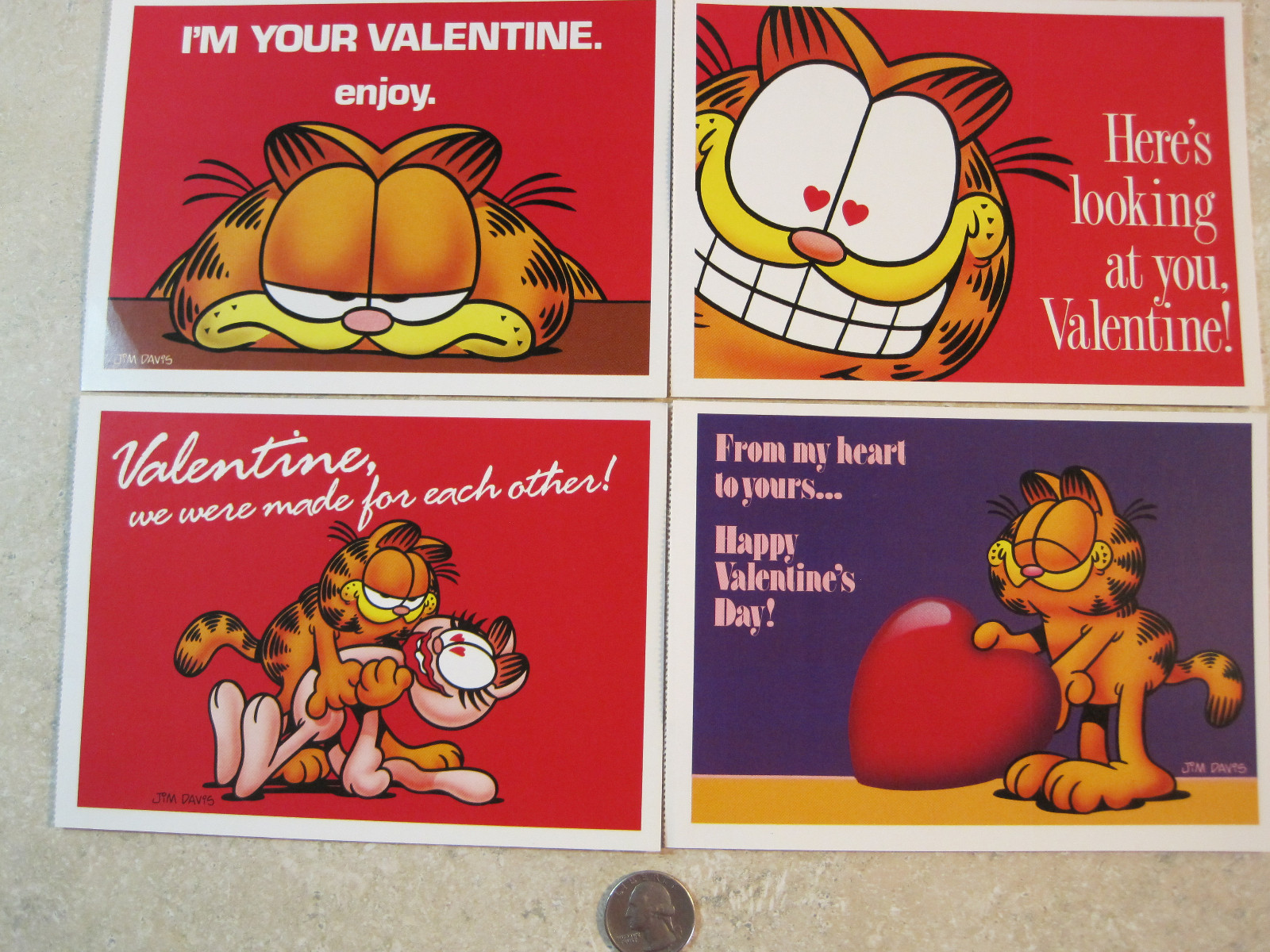 4 Garfield Valentine Postcards Post Card HEART HAPPY VALENTINES DAY LOVE BE  MINE | eBay