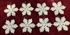 8pcs Large Snowflakes Ornaments, Plastic Glitter Snowflakes 8pcs, White B41