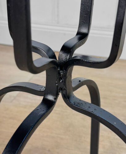 Vintage California Tile Black & Turquoise Wrought Iron Plant Stand Table - Picture 9 of 10