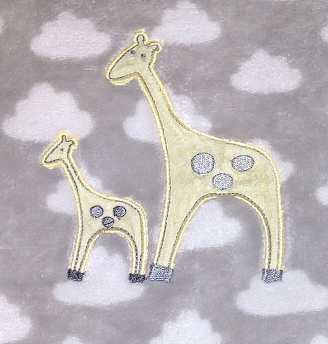 Circo Yellow Mom and Bsby Giraffes Light Gray Clouds on Gray Soft Baby Blanket - Picture 2 of 4