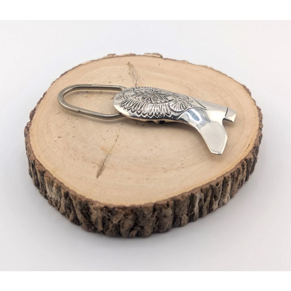 Accesorio Navajo Diseño Bota Occidental Llavero Plata Esterlina Nativo Americano Foto 2 de 4