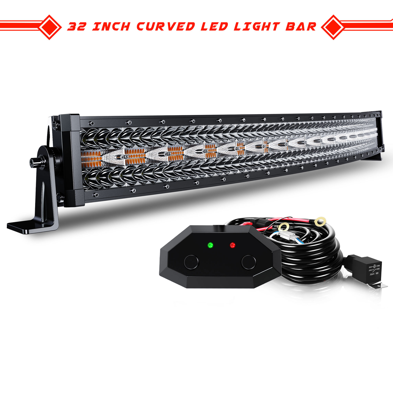32INCH Curved 180W LED Light Bar Spot Flood Combo Driving For Truck SUV ...